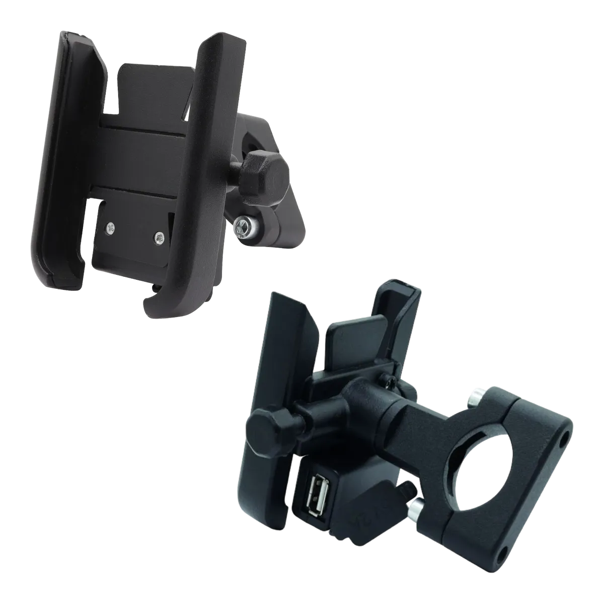 Soporte para celular universal metálico para manubrio con cargador