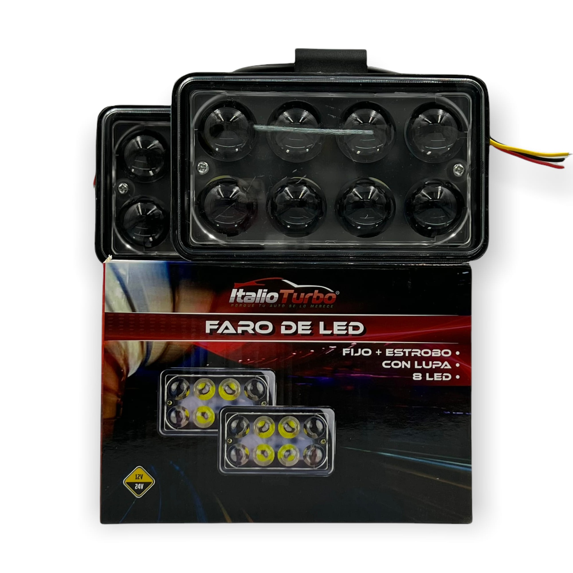 Par de faros de 8 LED con lupa