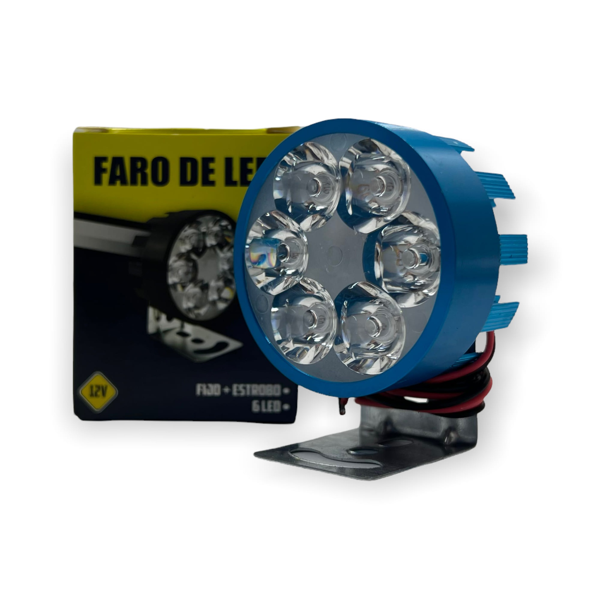 Faro de 6 LED en carcaza de color — Azul