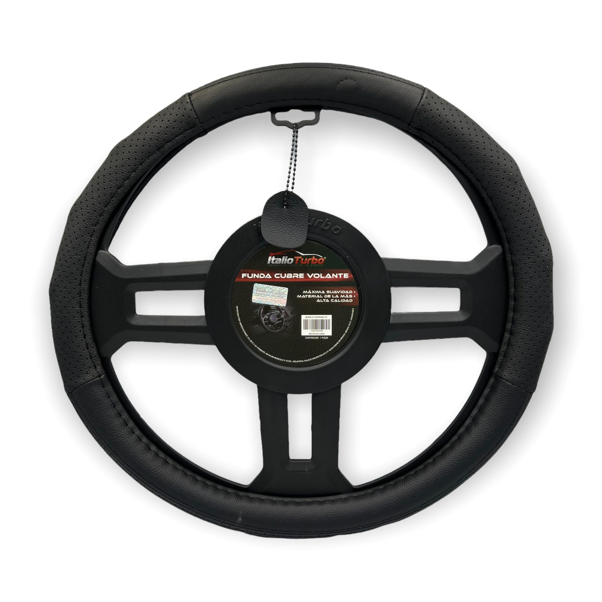 Funda cubrevolante de piel negra