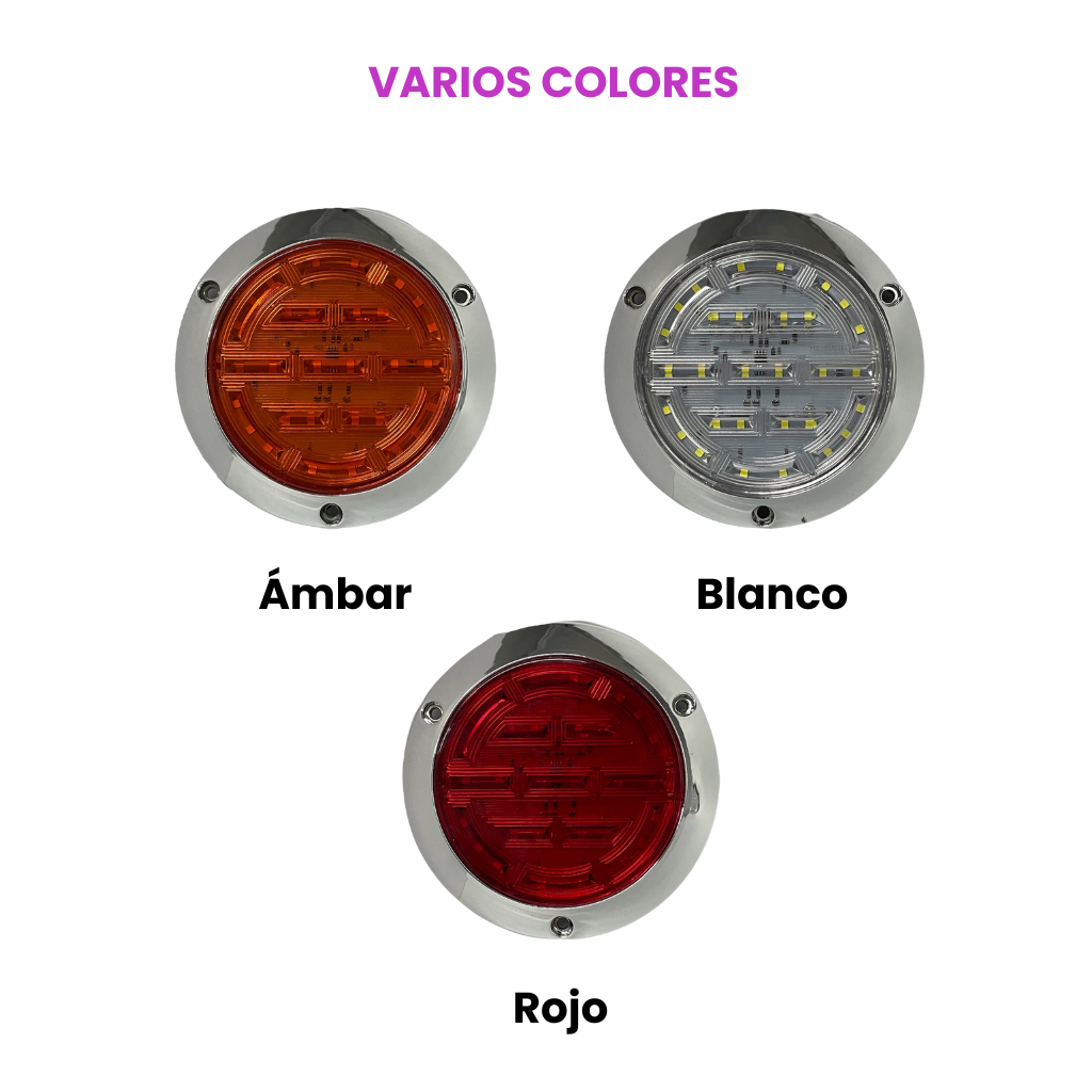 Plafón redondo para camión con base cromada y funciones de 30 LED 12/24V 