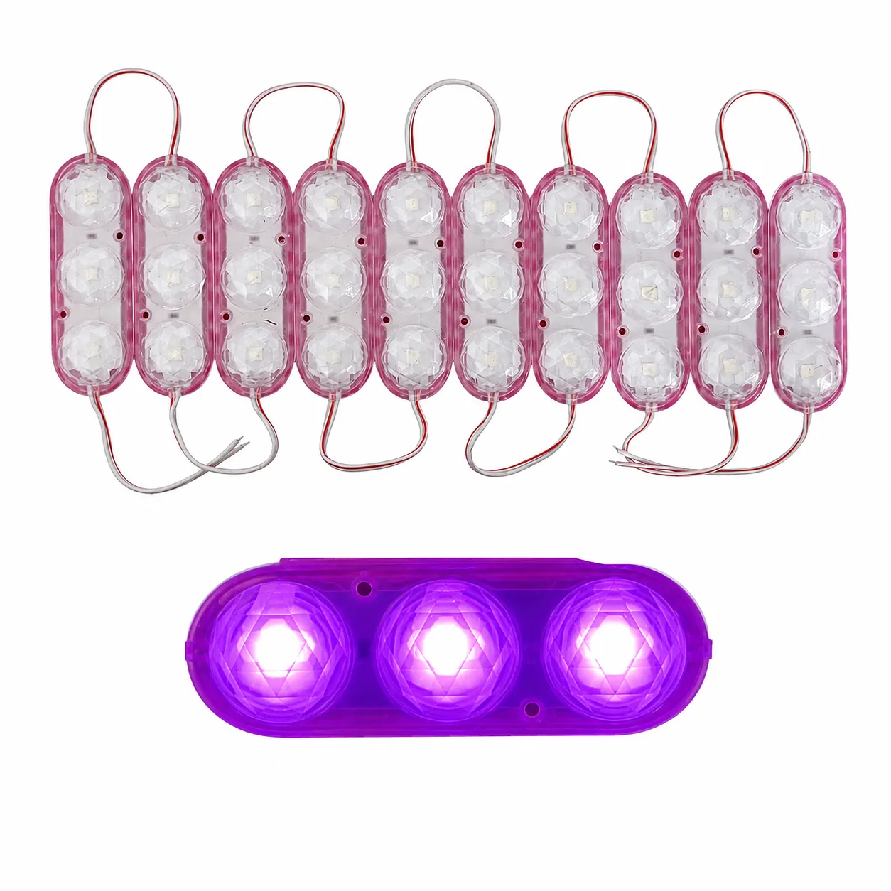 Tira de modulo tipo lente de 3 LED (tira con 10 piezas) — foto 1 de 4