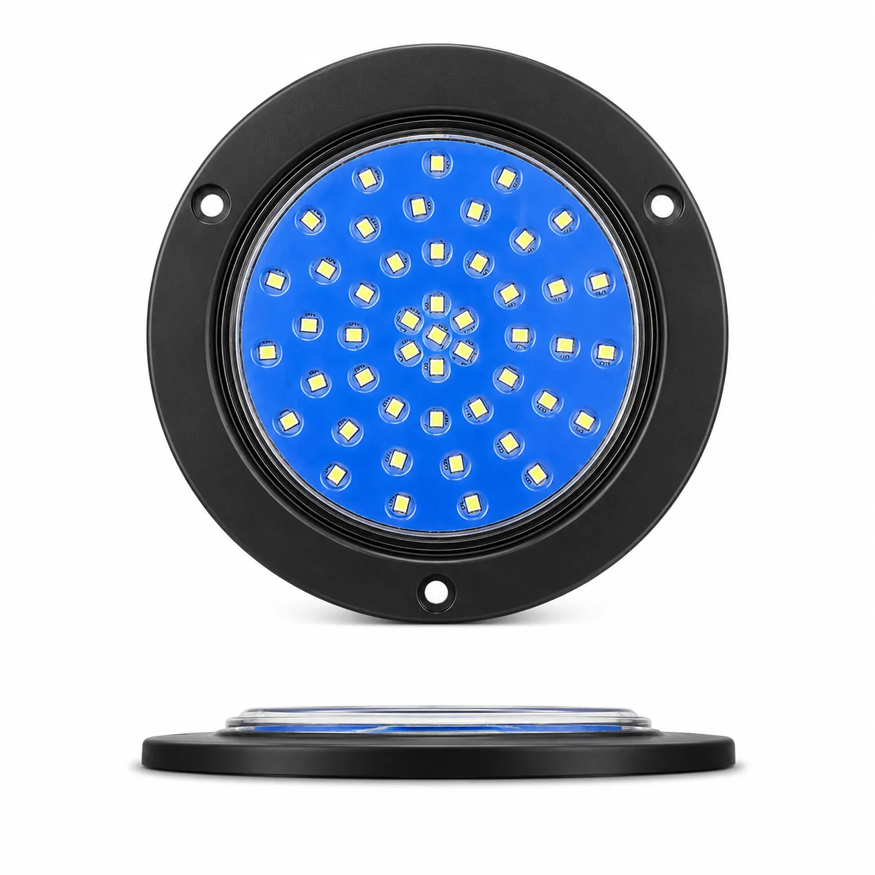 Plafon redondo de 4" con base negra de 48 LED con funciones 12/24V — foto 1 de 6