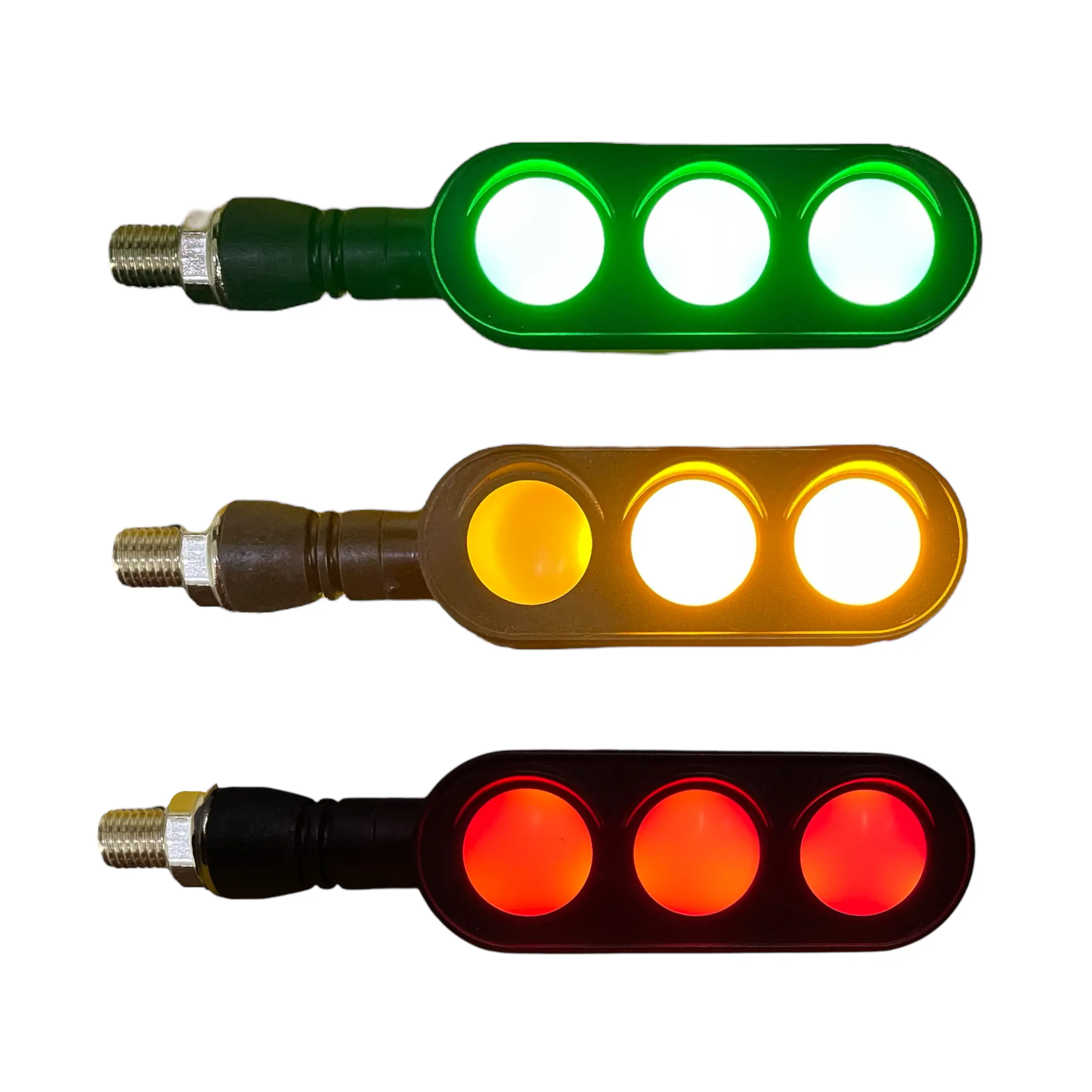 Direccional bicolor ámbar/verde universal para moto con funciones — foto 1 de 2
