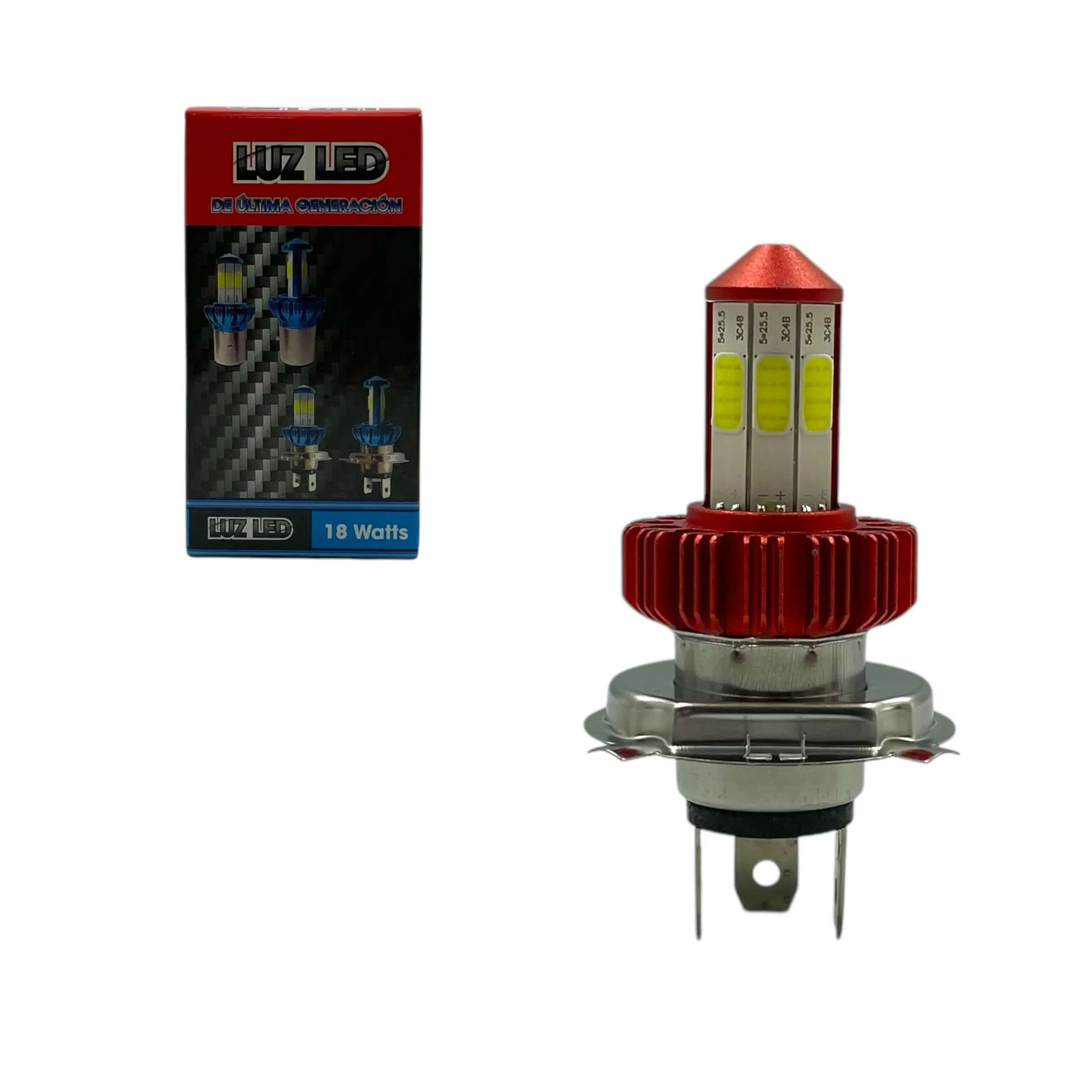 Foco LED H4 de 6 caras rojo