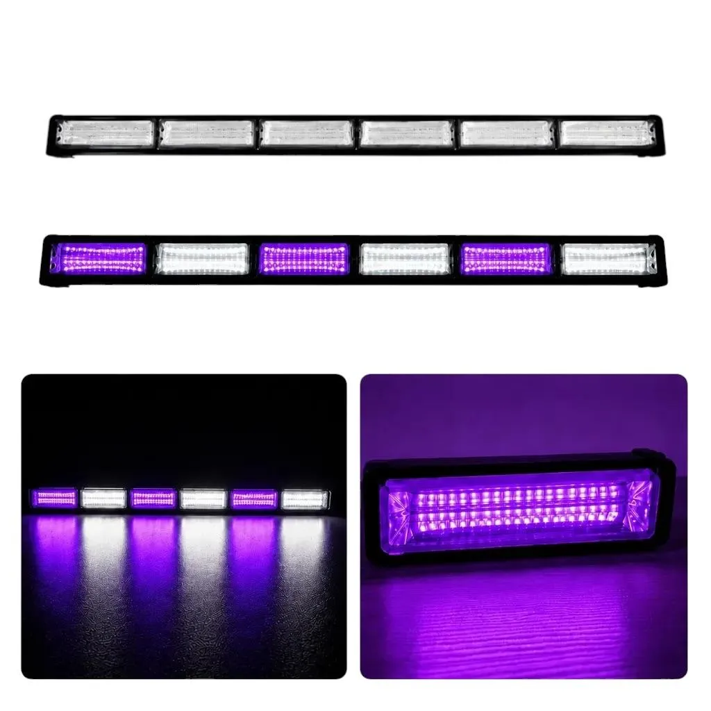 Barra LED blanco/morado de 6 paneles cob con funciones