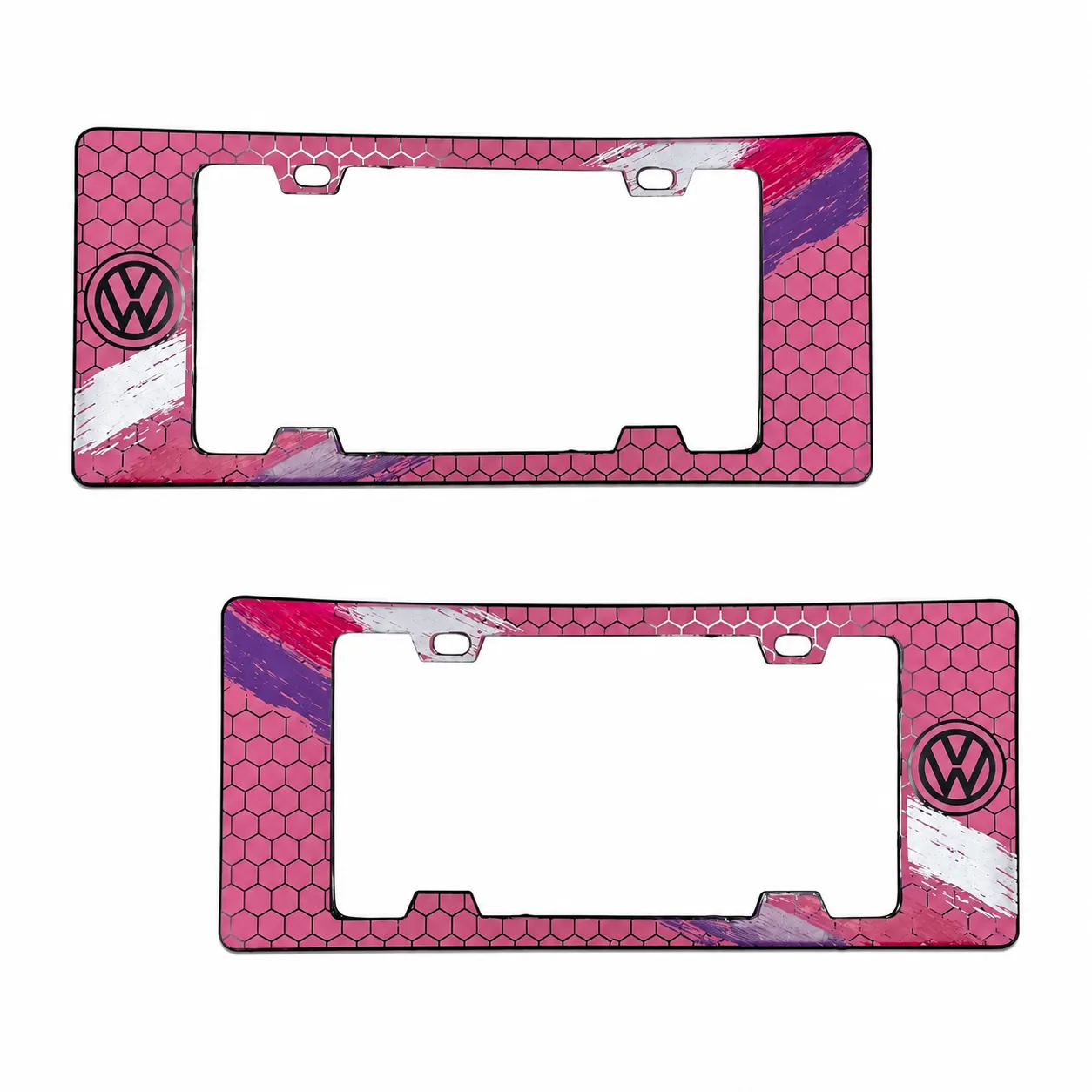 Portaplaca legal con diseño VW panal rosa