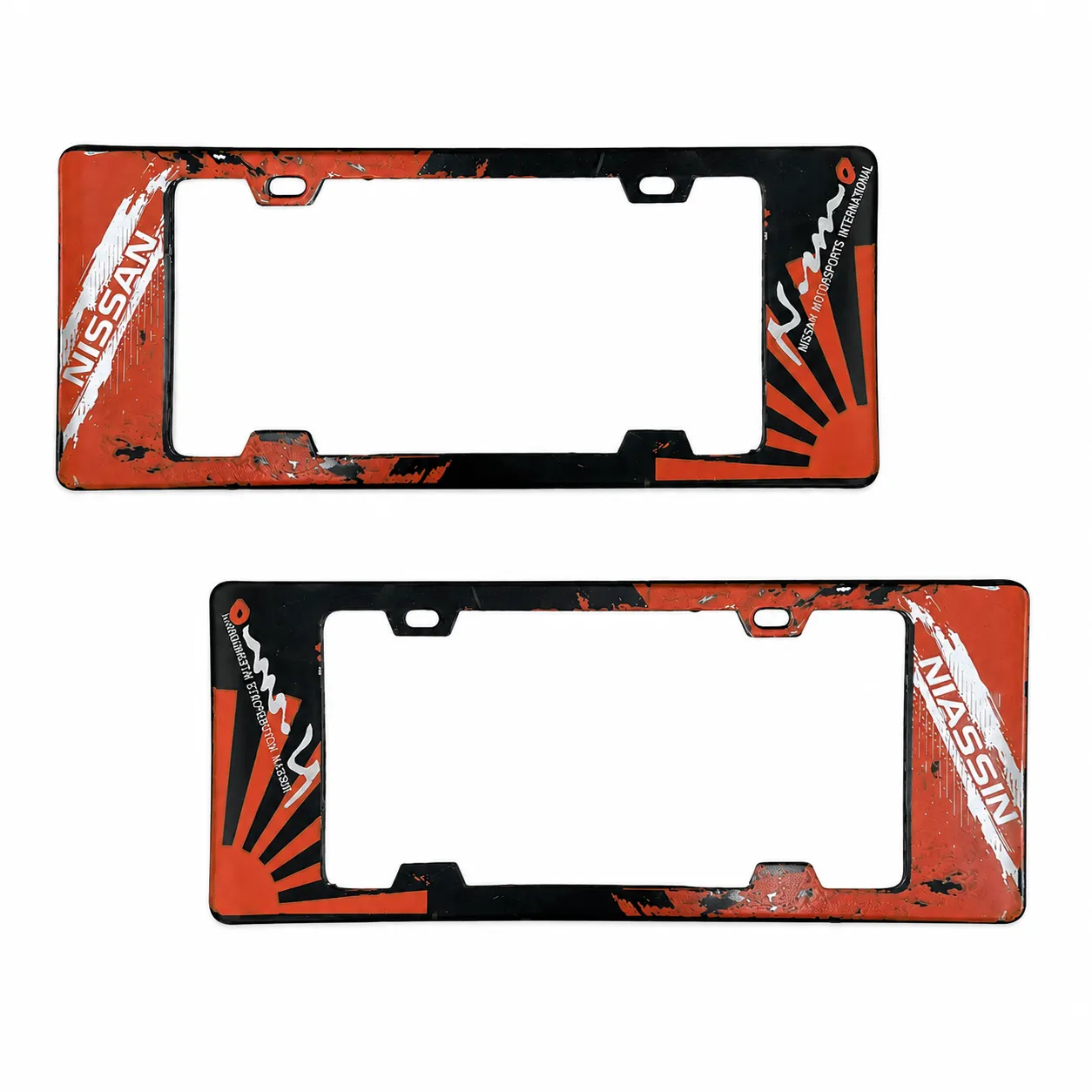 Portaplaca legal con diseño Nissan naranja