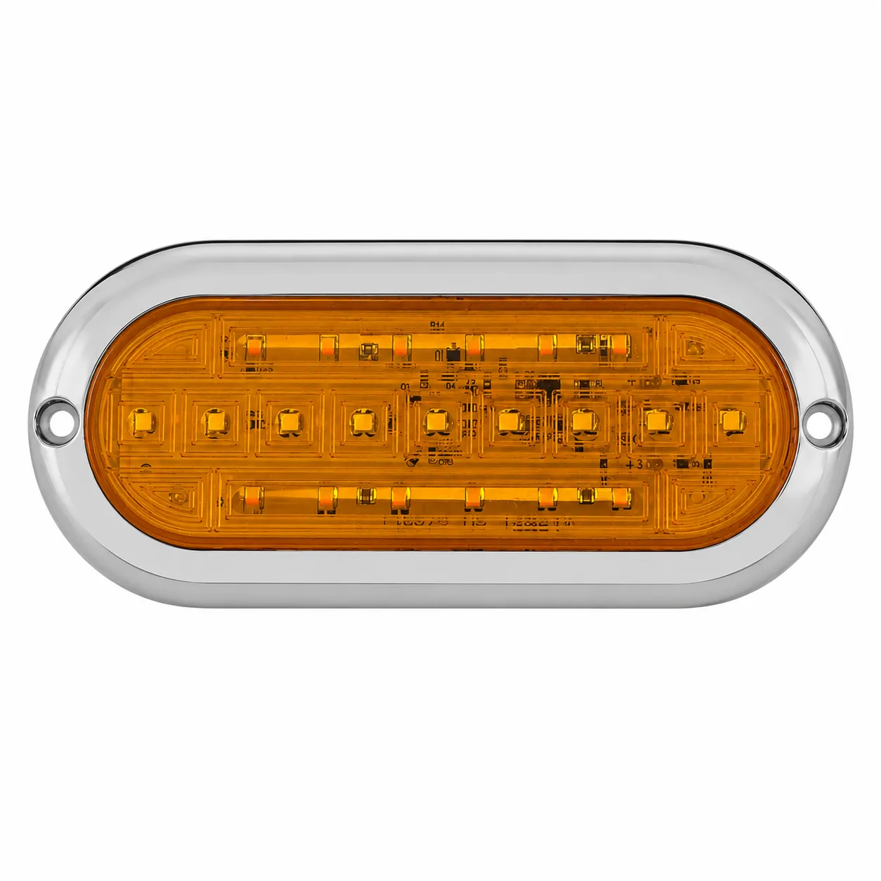 Plafón LED ovalado ámbar 21 LED con marco cromado