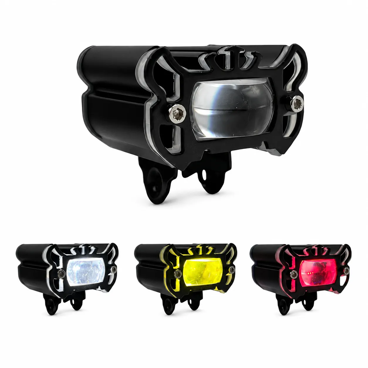 Faro LED auxiliar con lupa tipo proyector cuatricolor para moto — foto 1 de 2