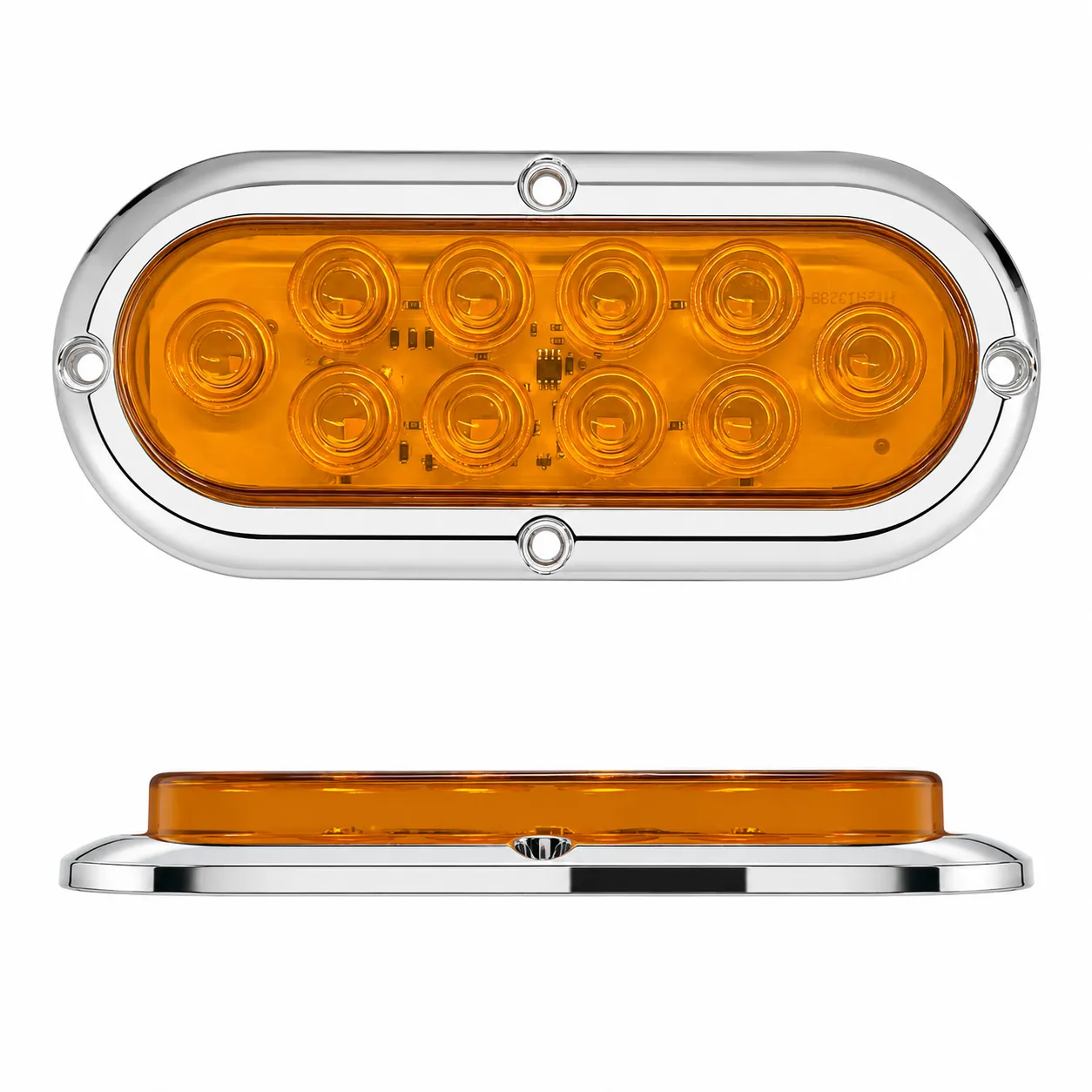Plafón LED ovalado ambar con base cromado de 10 LED por par