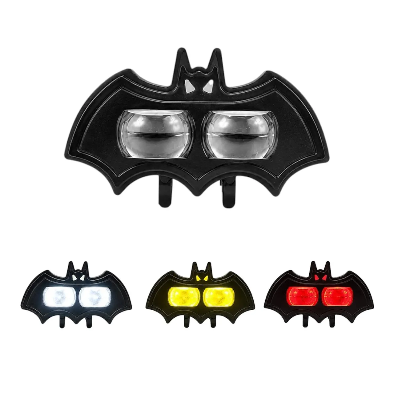 Faro LED doble con lupa tipo Batman cuatricolor para moto