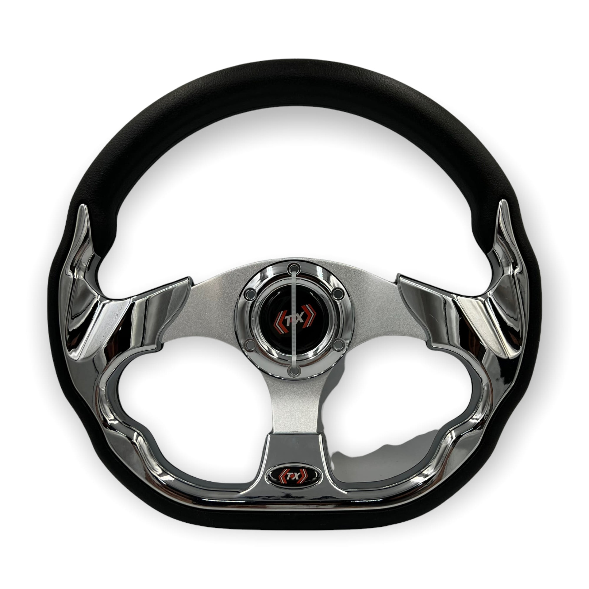 Volante deportivo tipo "D" cromado