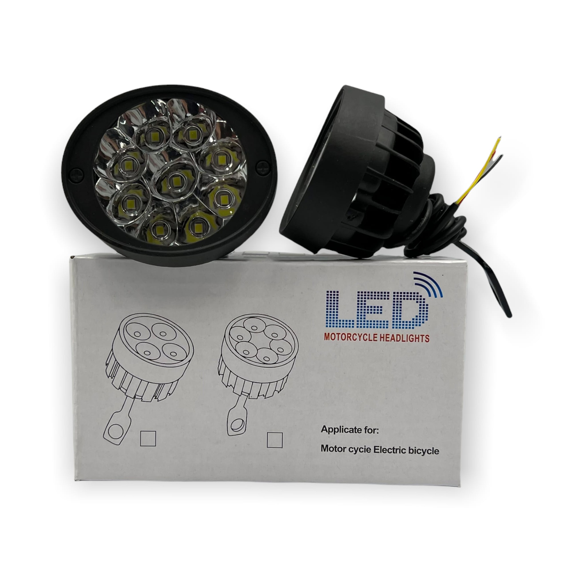 Faro de 9 LED para motocicleta con pestaña movible