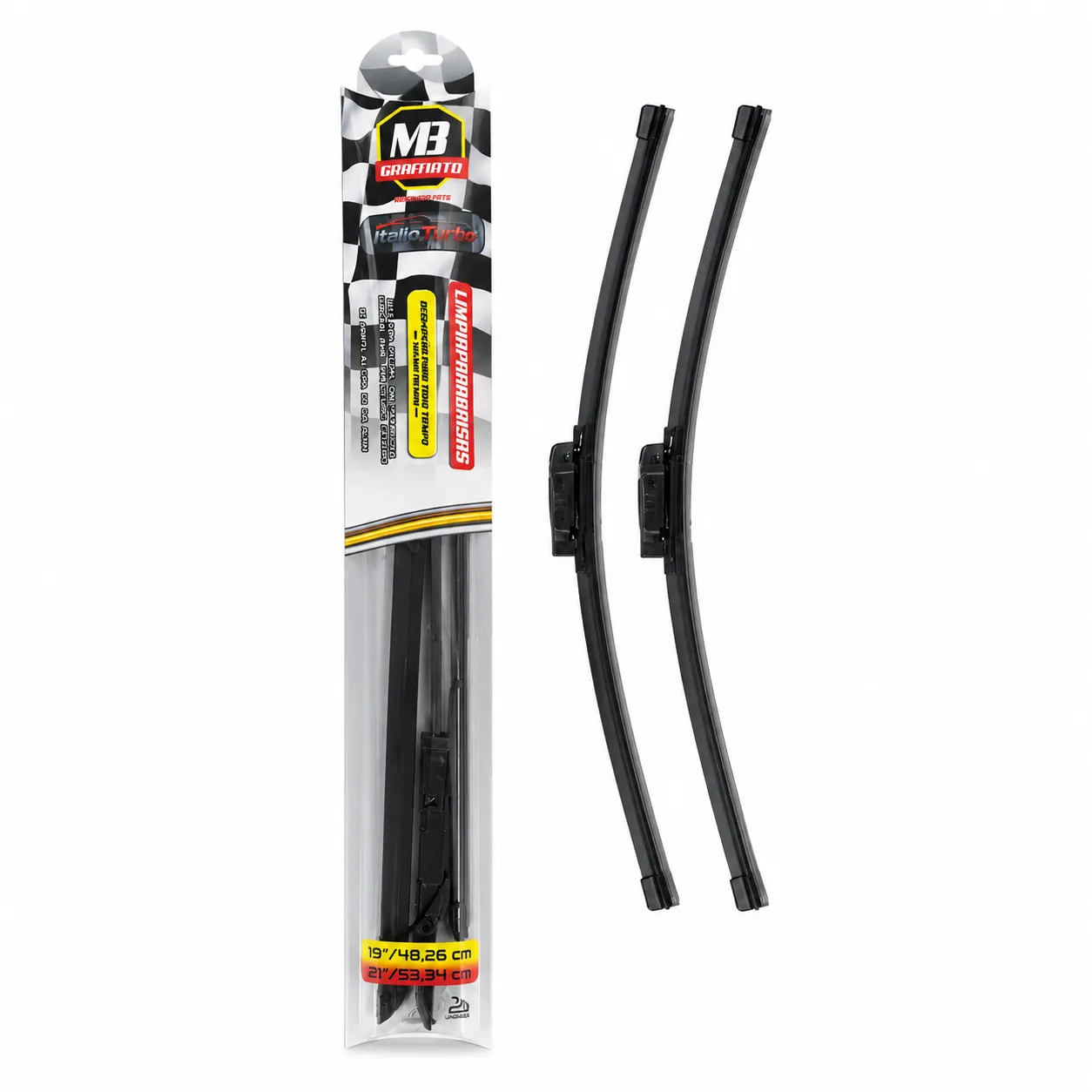 Limpiaparabrisas tipo banana con adaptadores · 17" 19"