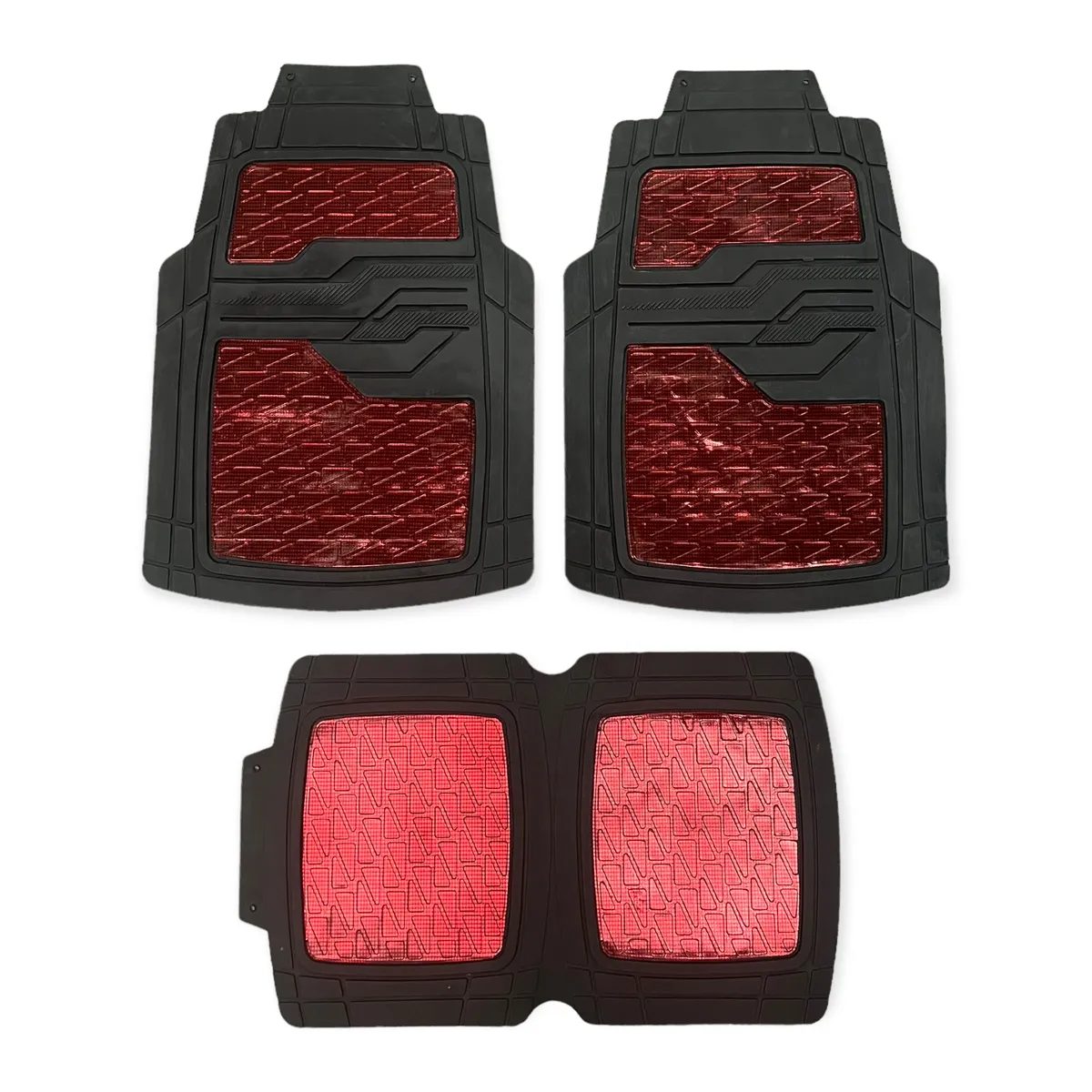 Tapete automotriz con posapié — Rojo/carbono