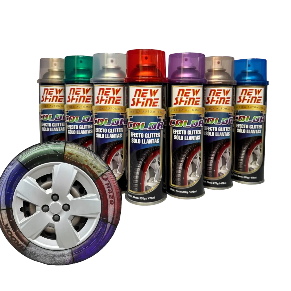 New shine efecto glitter para llantas · Oro