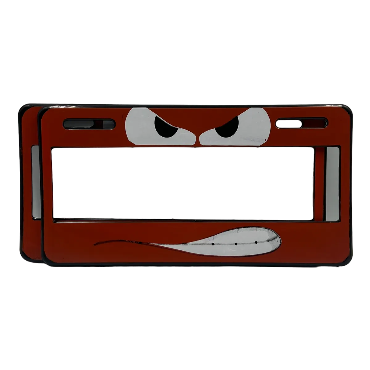 Portaplaca flexible angry face · Naranja