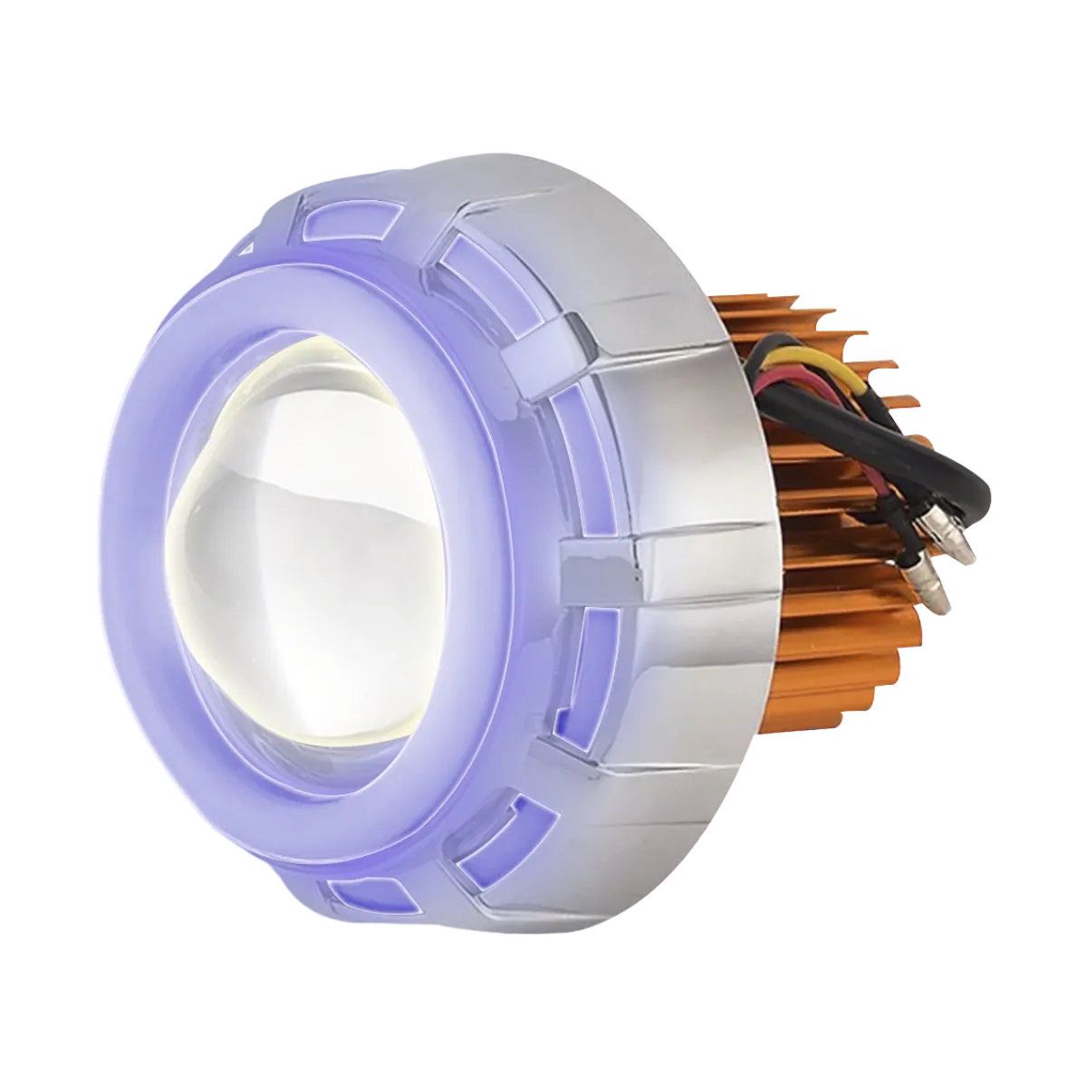 Faro LED para moto con lupa y arillo de gel · Azul