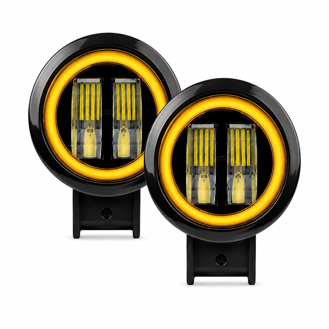 Faro LED redondo con aro de gel — Amarillo