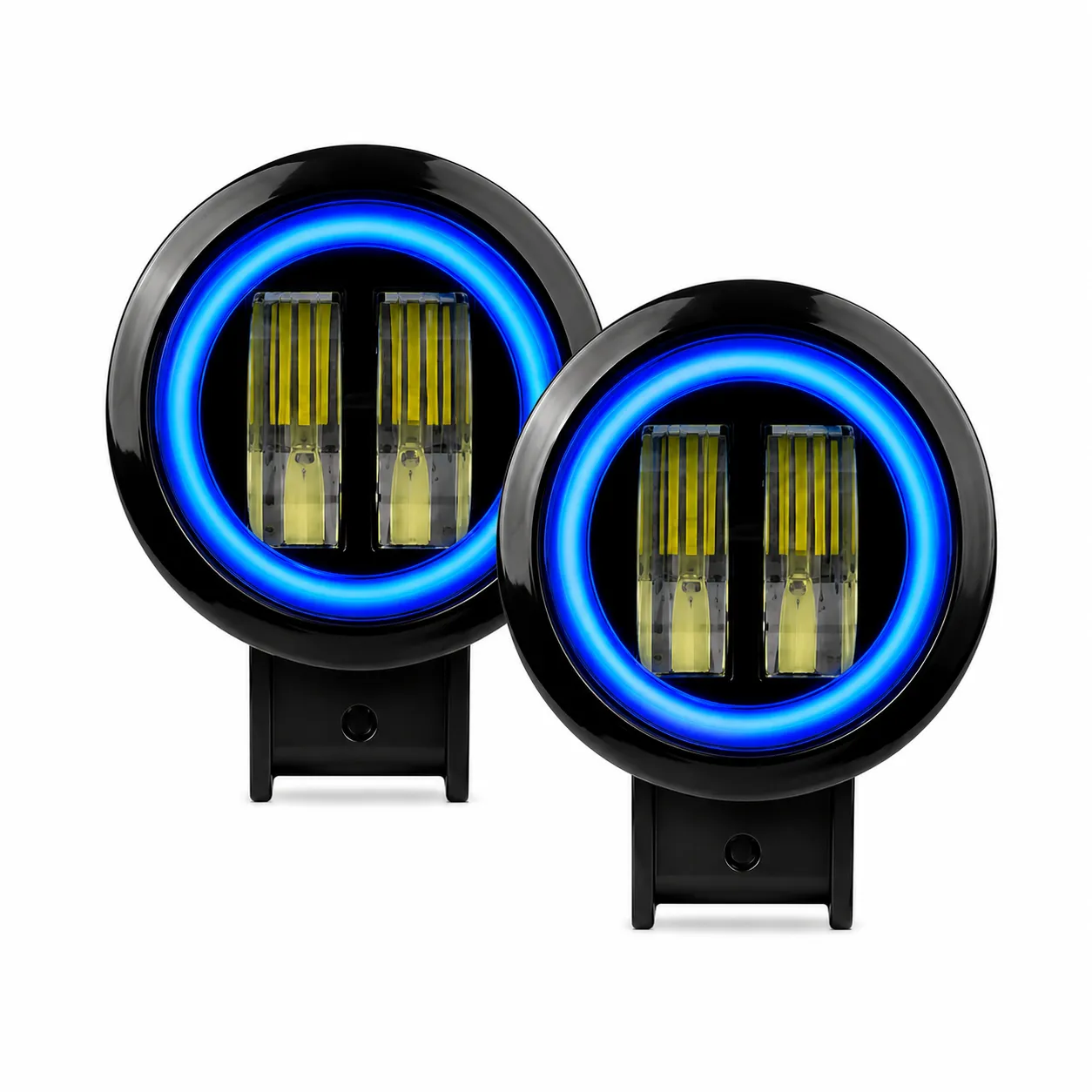 Faro LED redondo con aro de gel · Azul