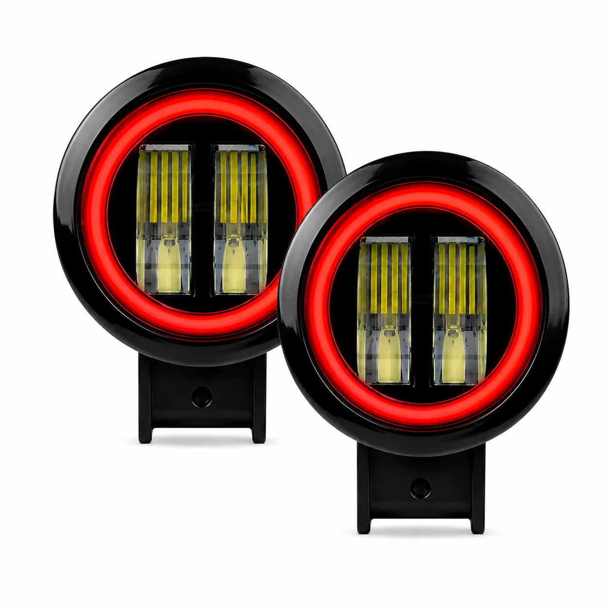 Faro LED redondo con aro de gel — Rojo