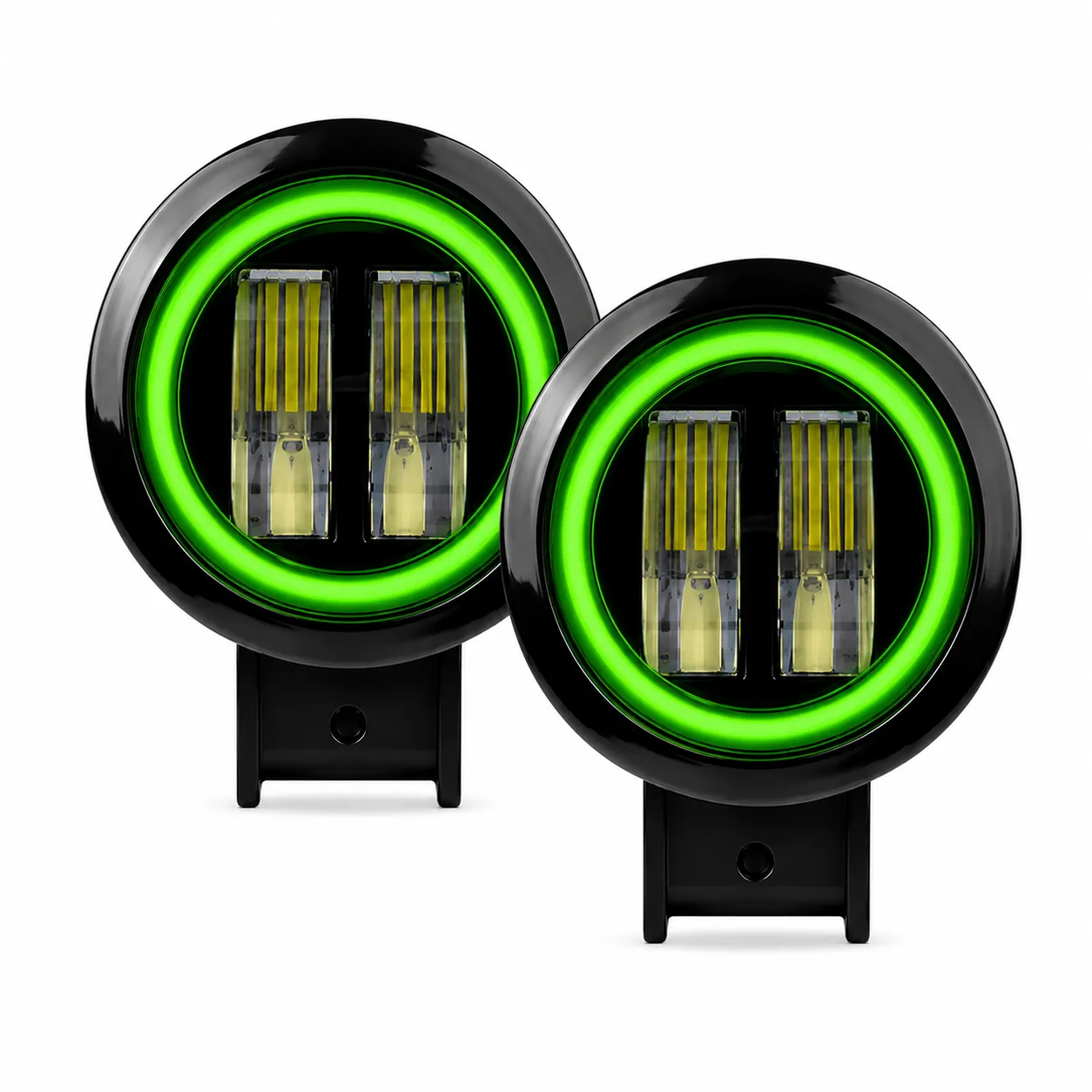 Faro LED redondo con aro de gel — Verde