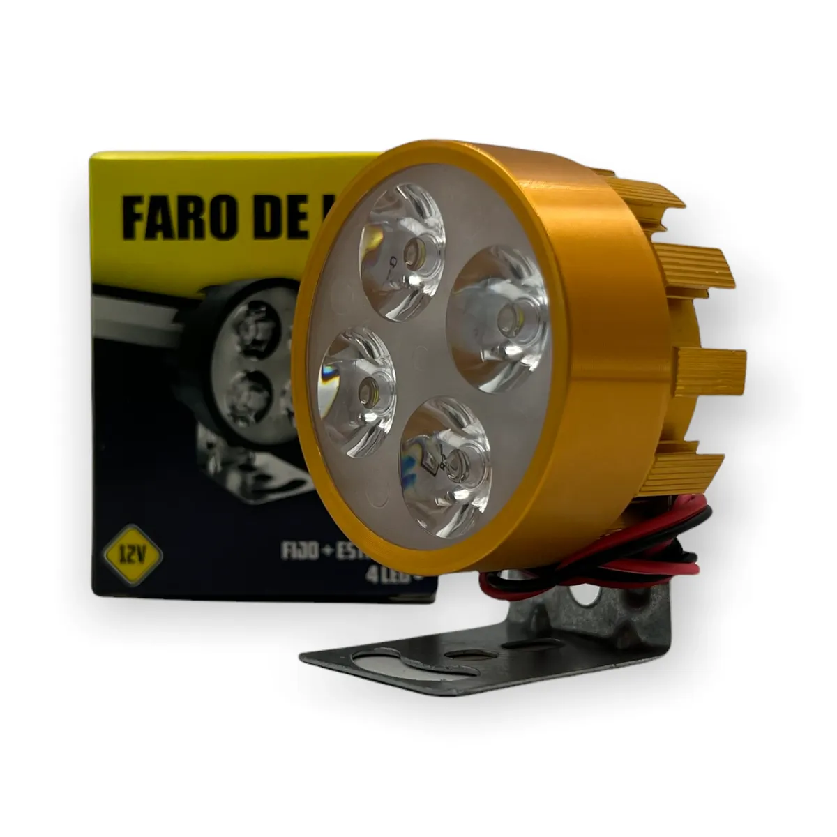 Faro de 4 LED disponible en carcaza de colores — Dorado