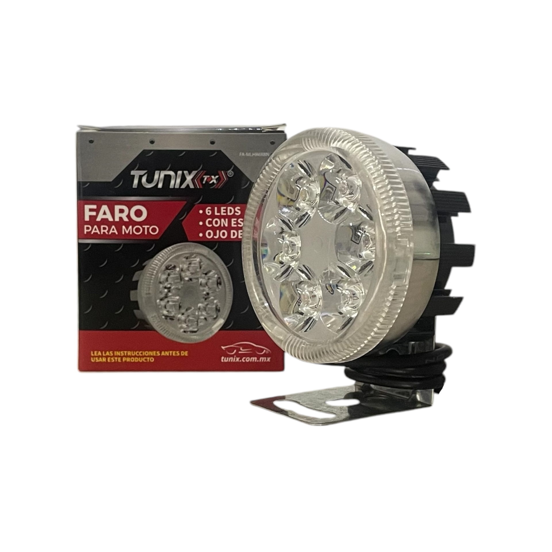 Faro de 6 LED con aro de ángel y carcaza de color  — Negro