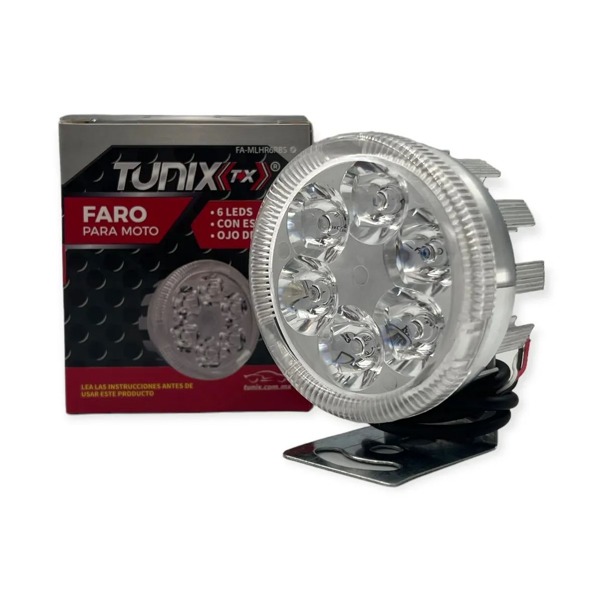 Faro de 6 LED con aro de ángel y carcaza de color  — Plata
