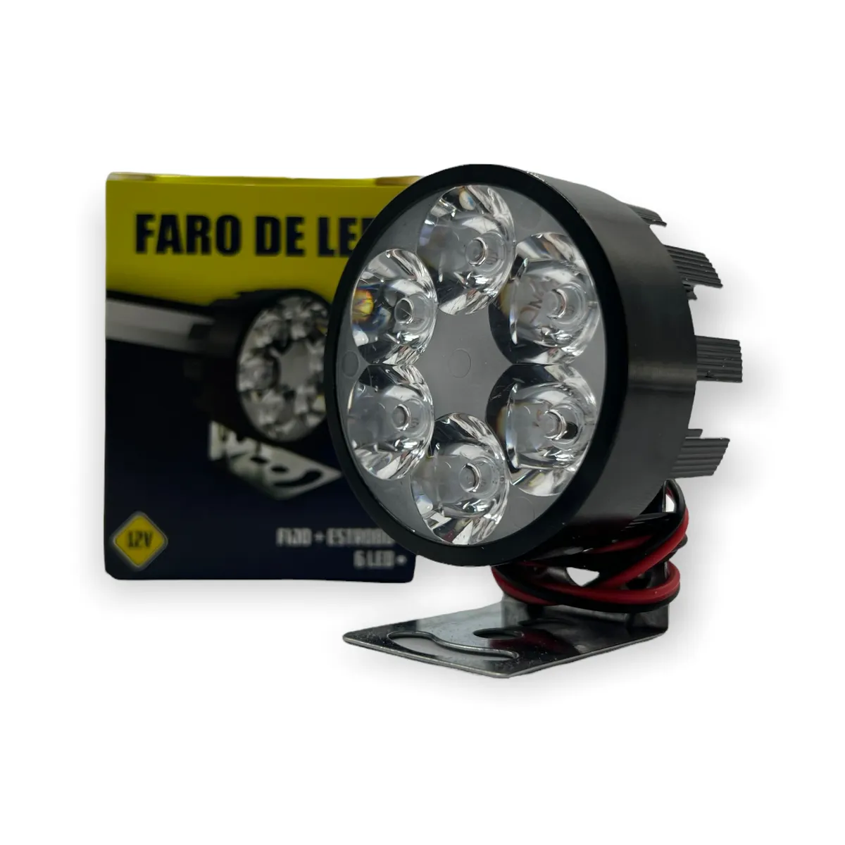 Faro de 6 LED en carcaza de color — Negro