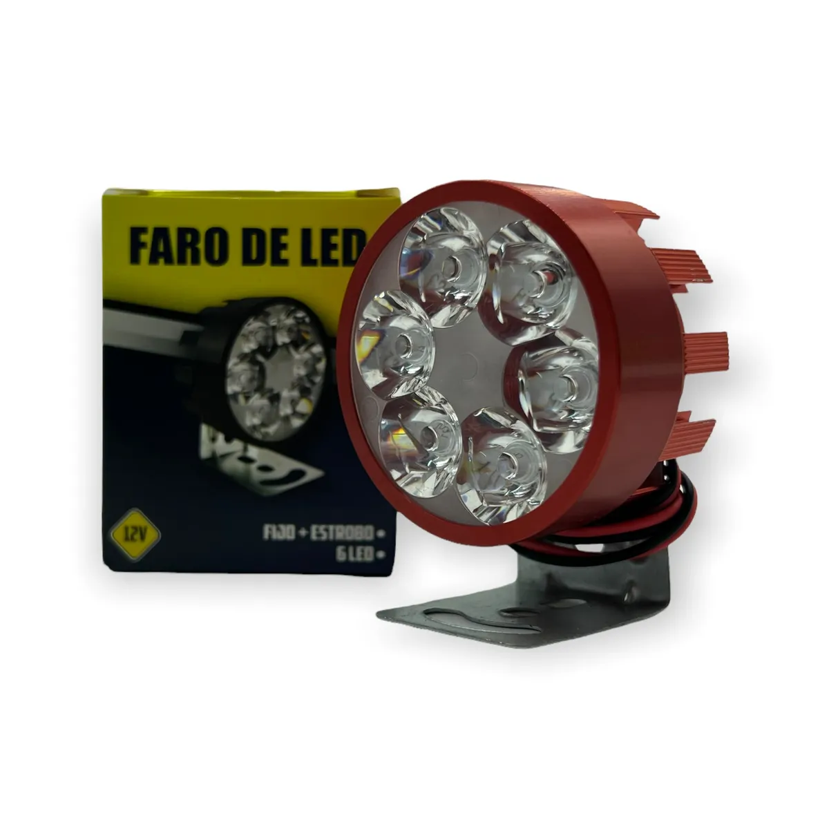 Faro de 6 LED en carcaza de color — Rojo