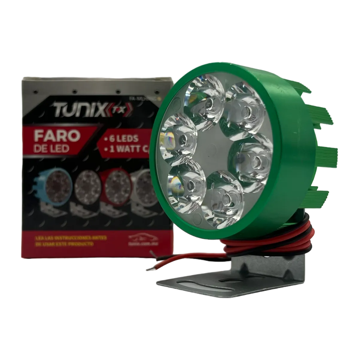 Faro de 6 LED en carcaza de color  · Verde