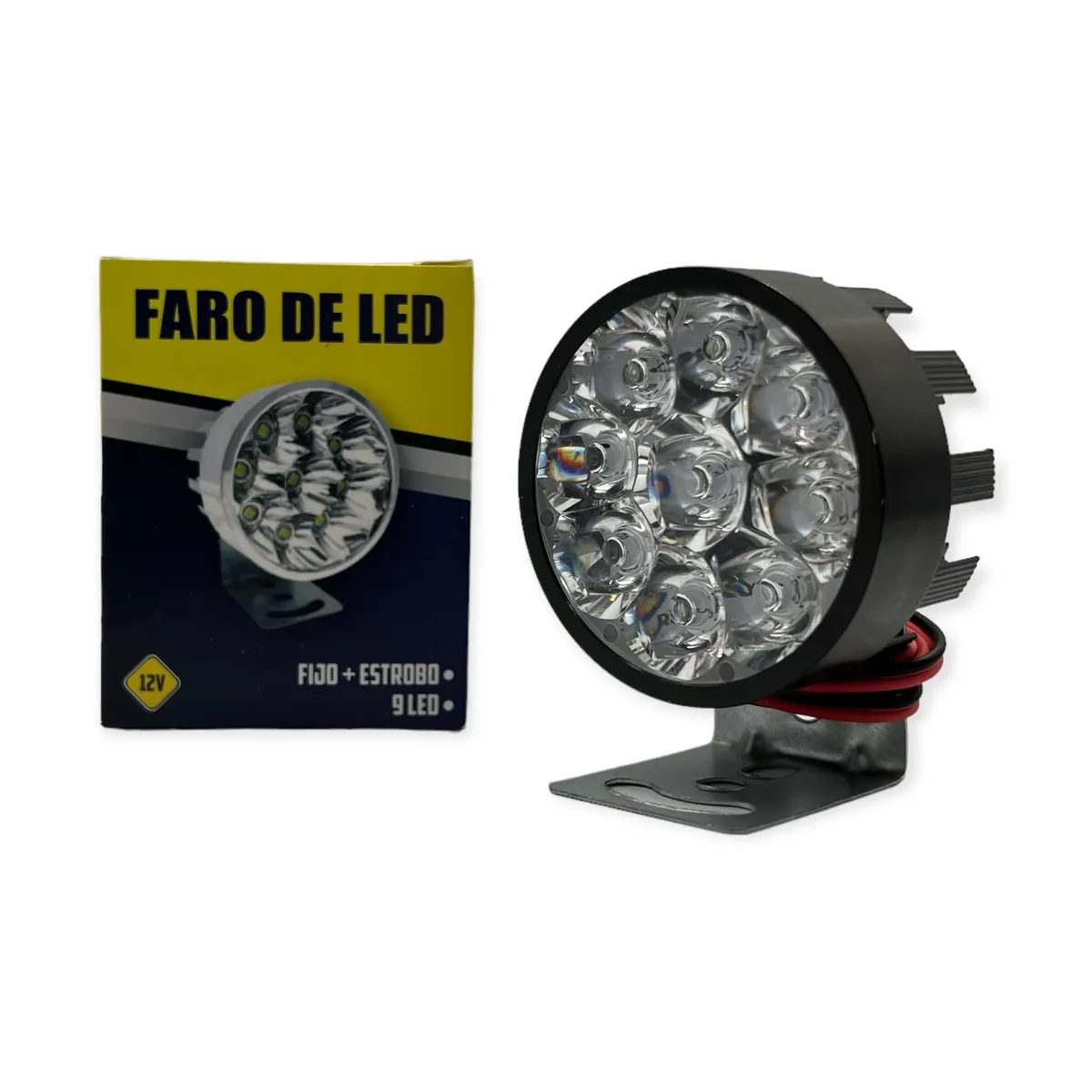 Faro de 9 LED con carcaza de color  — Negro