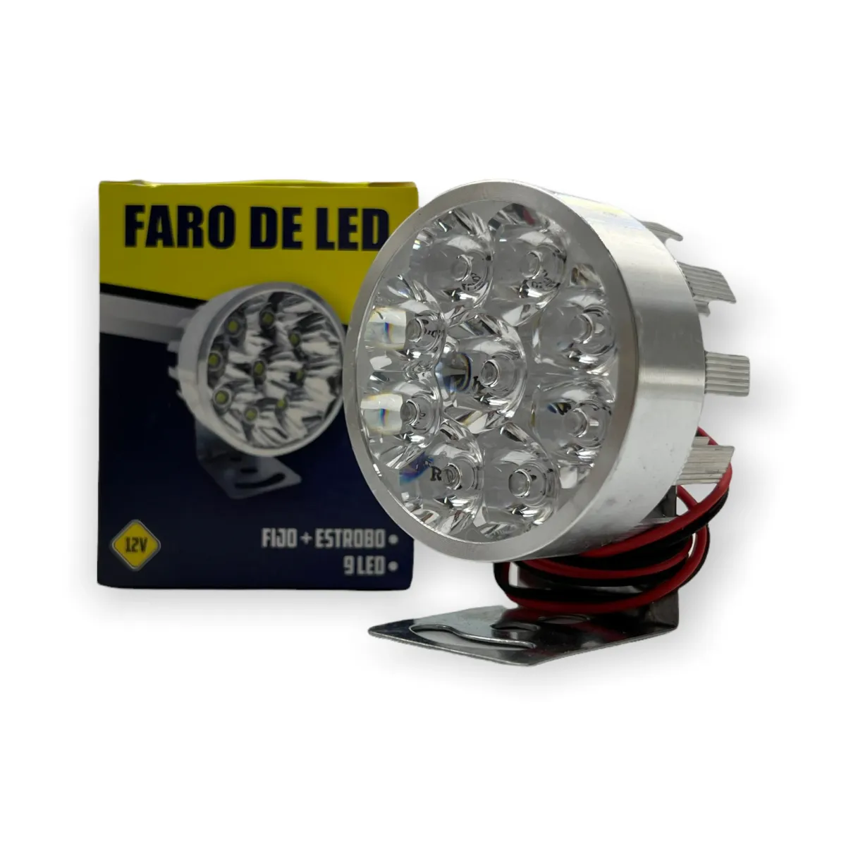 Faro de 9 LED con carcaza de color  — Plata