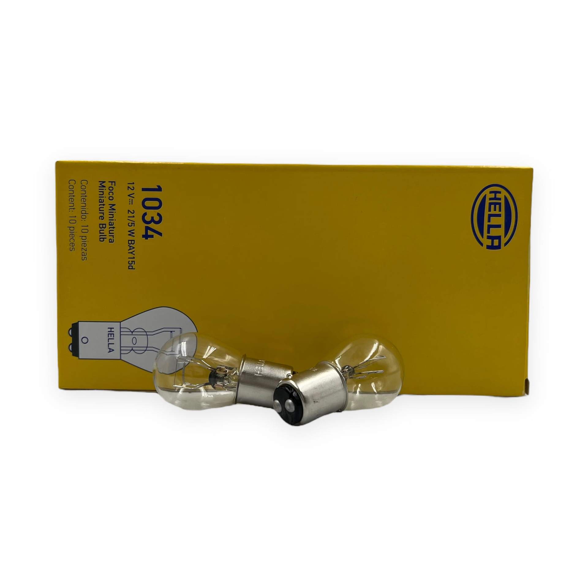 Foco Hella 1034 (2 polos patas disparejas) caja de 10 piezas  · Blanco