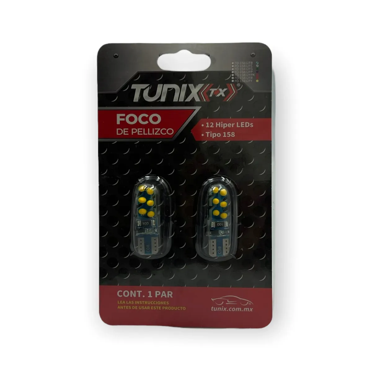 Foco T10 de 12 LED estrobo + fijo — Amarillo
