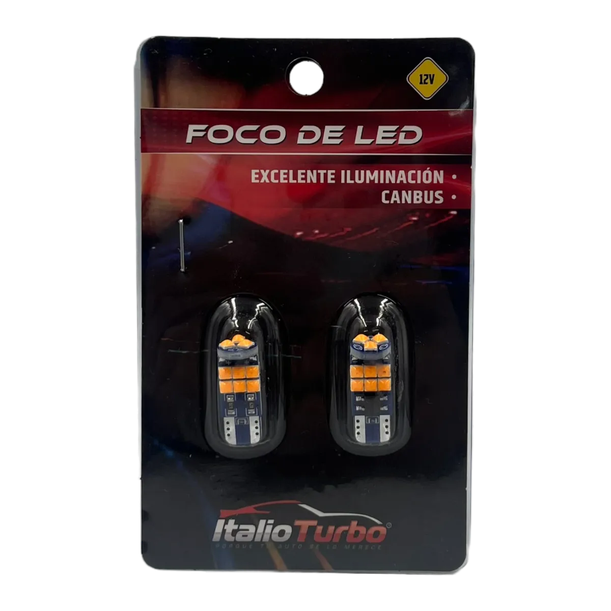 Foco T10 tipo pellizco 15 LED con chip canbus  — Ámbar