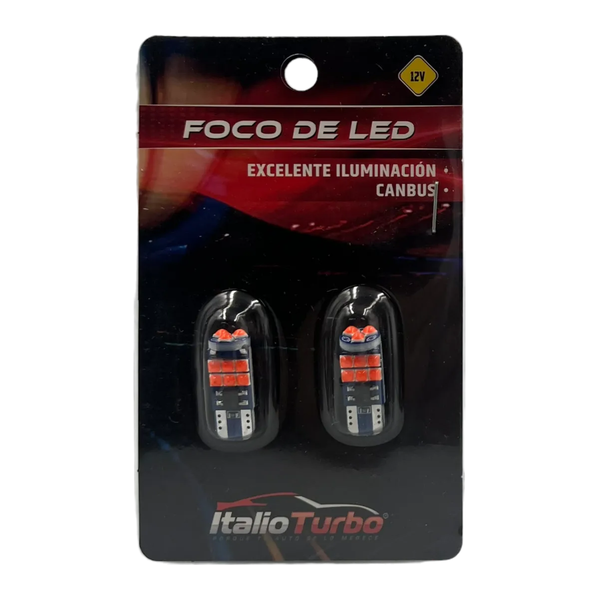 Foco T10 tipo pellizco 15 LED con chip canbus  — Rojo