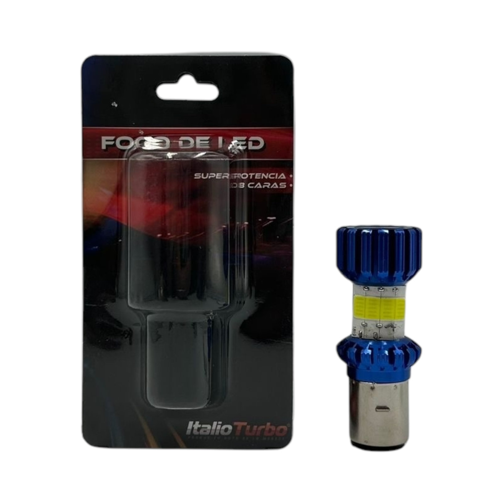 Foco para moto entrada BA20 de 8 caras con carcaza de color · Azul
