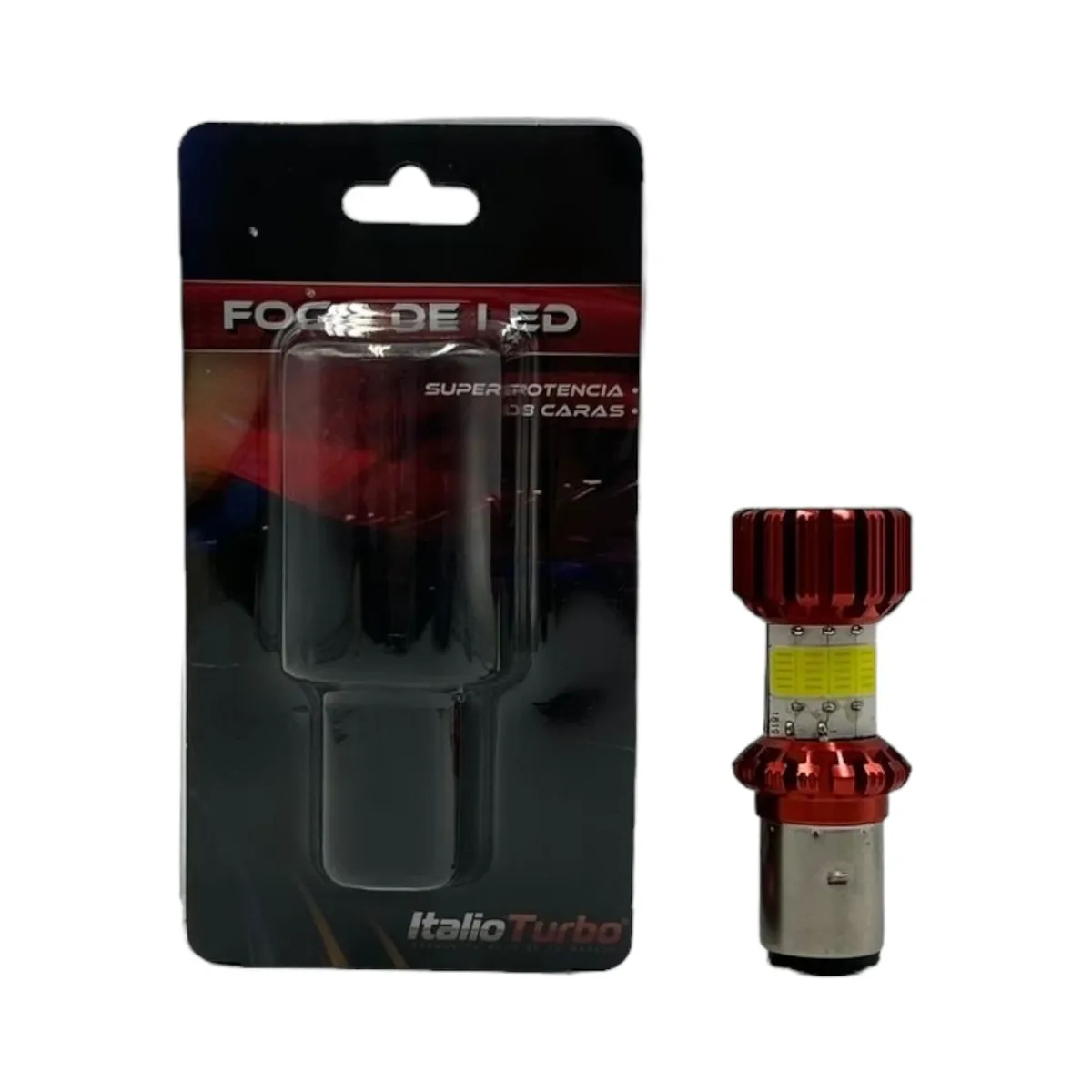 Foco para moto entrada BA20 de 8 caras con carcaza de color — Rojo