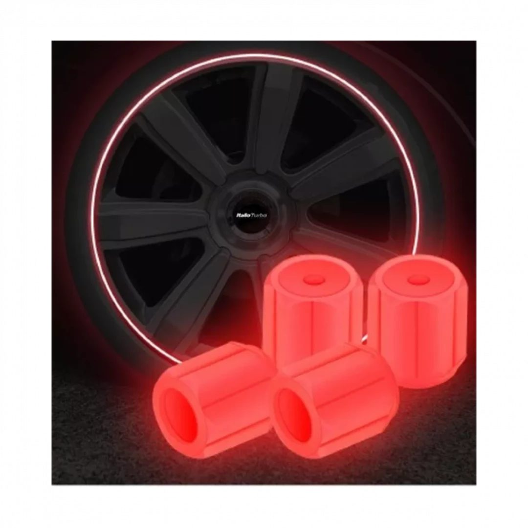 Tapón de válvula para llanta tono fosforescente  · Rojo