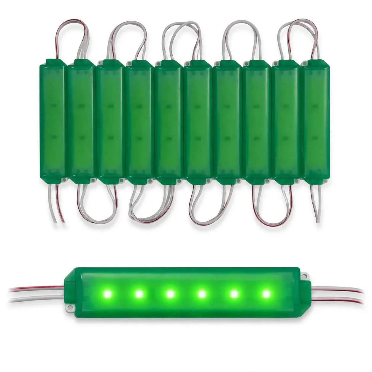 Modulo LED automotriz tipo encapsulado tira de 10 piezas en varios colores  · Verde