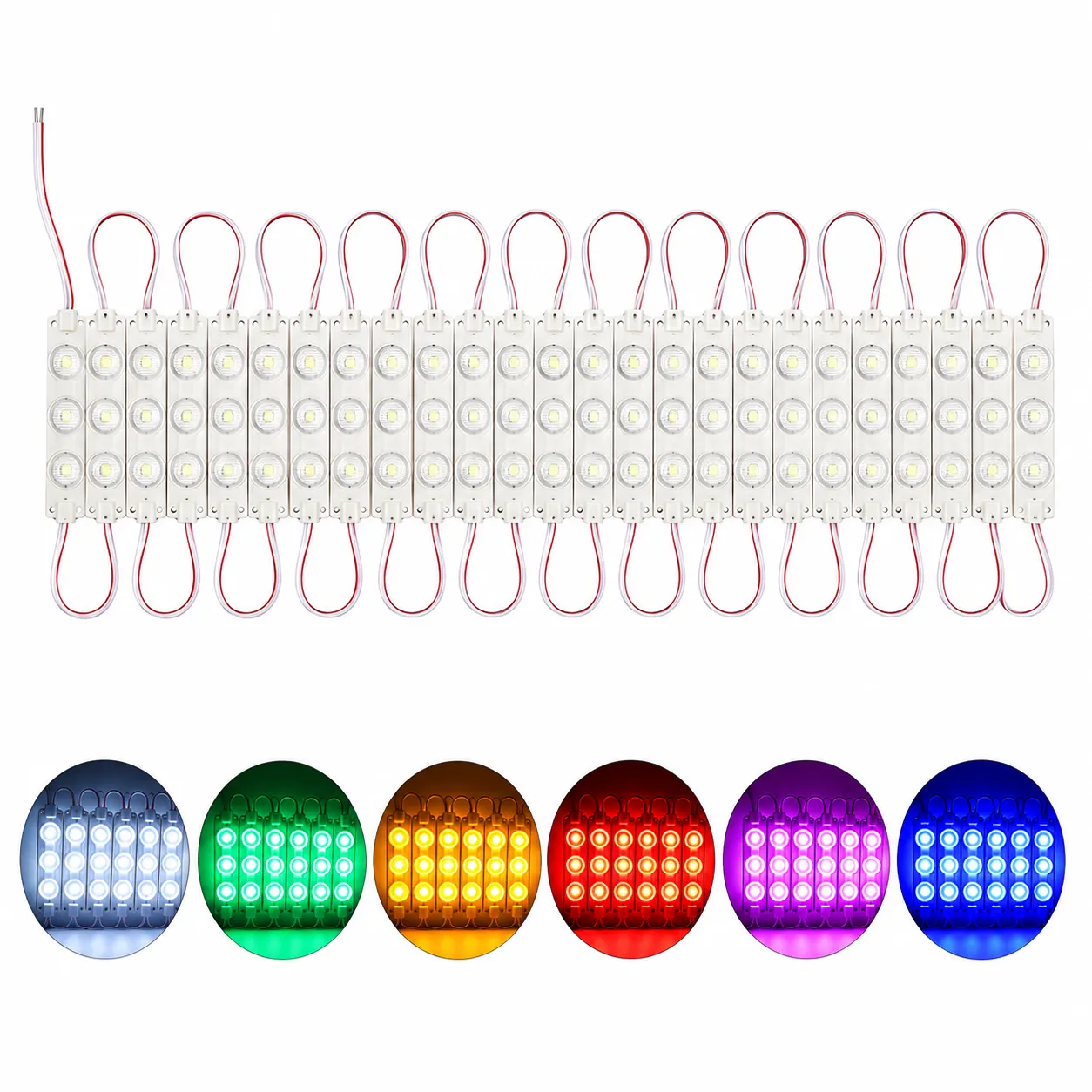 Modulo de 3 LED tipo sombrero en varios colores tira de 20 piezas · Azul
