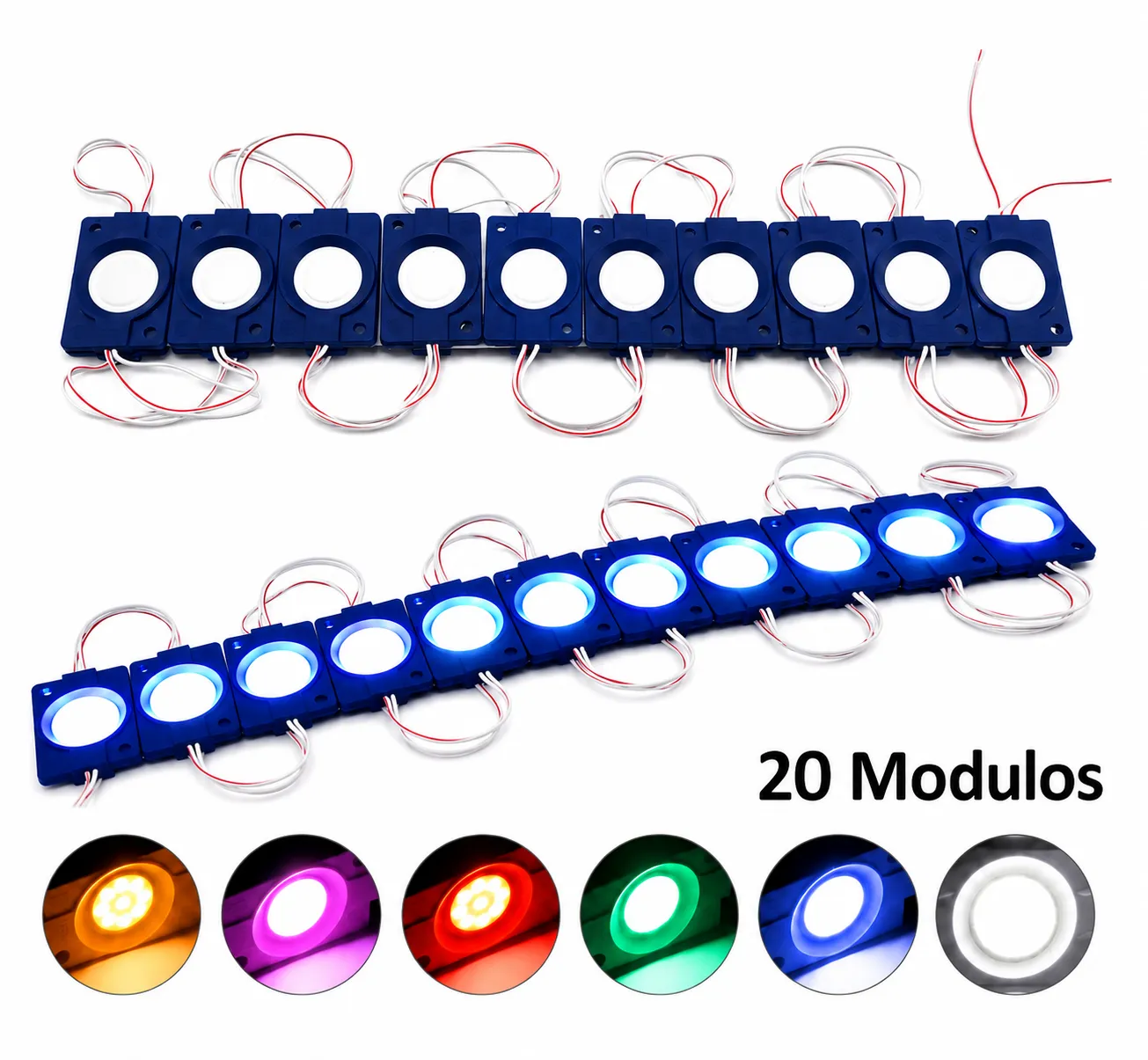 Módulo LED tipo plasma redondo tira de 20 piezas · Verde