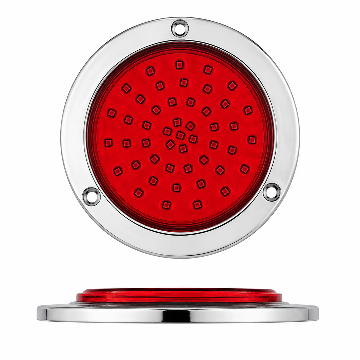 Plafón multivoltaje redondo de 48 LED ultra slim con estrobo · Rojo