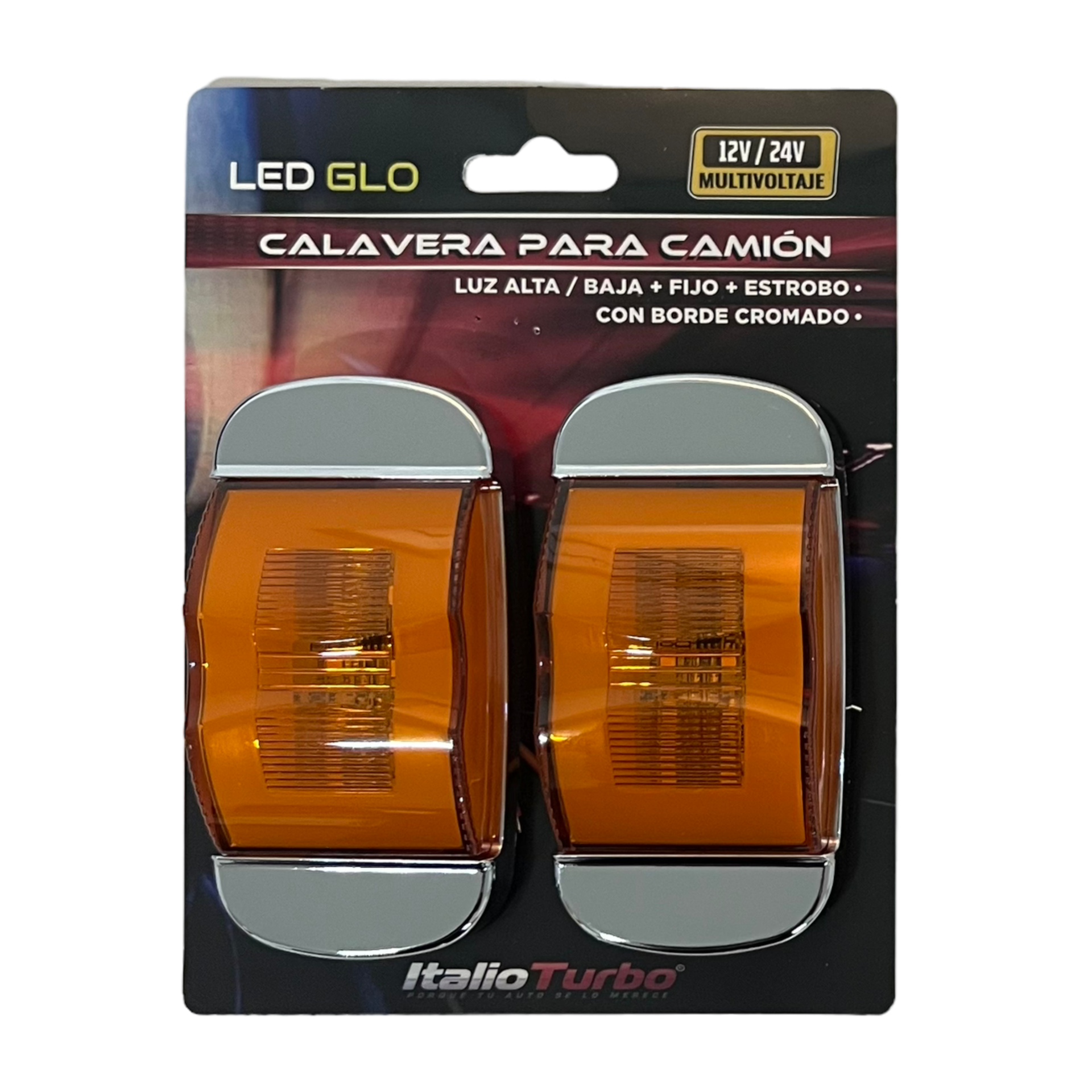 Plafón lateral para camión con borde cromado  · Ámbar