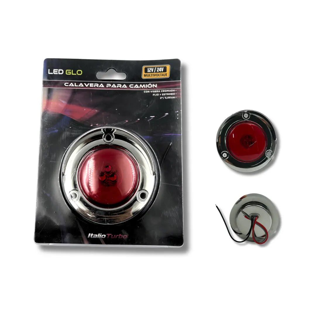 Plafón direccional GLO para camión de 2" con visera (ámbar y rojo) · Rojo