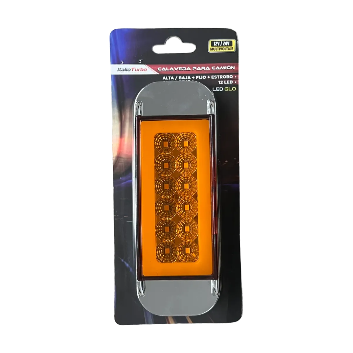 Plafón direccional de 12 LED con GLO y borde cromado  · Ámbar