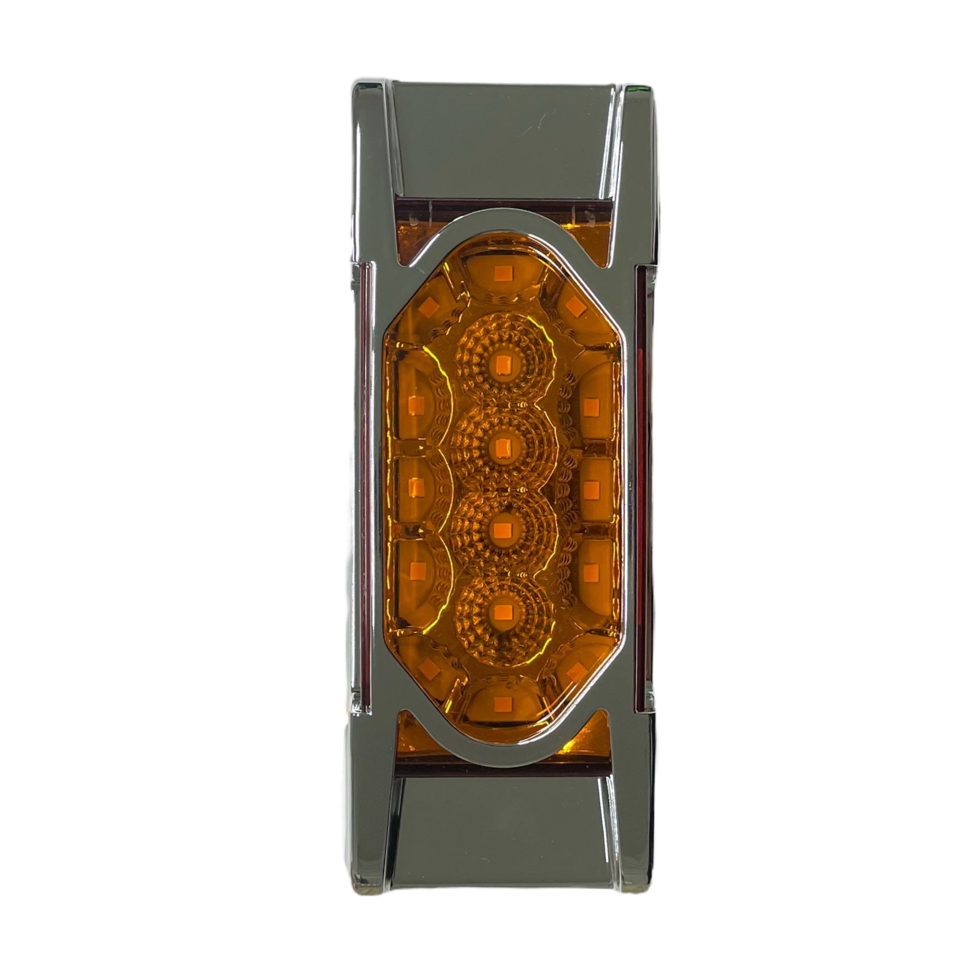 Plafón lateral para camión de 16 LED con base cromada estrobo y fijo 12/24V  · Ámbar